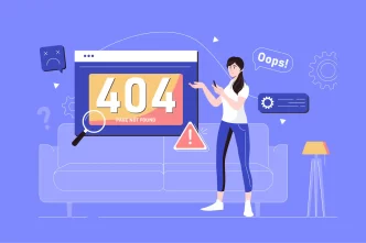 Errore 404 pagina non trovata su uno schermo con grafica.