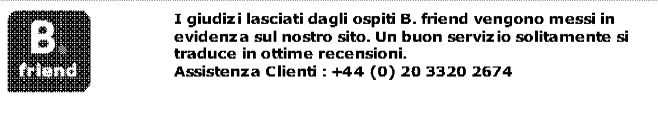 Giudizi degli ospiti B. friend evidenziati sul sito con contatto assistenza clienti.