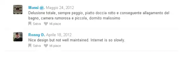 Esempio di  commenti  negativi multipli da parte dei utenti su  foursquare.