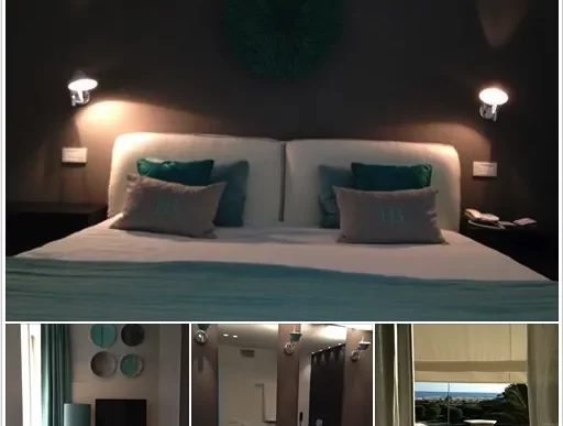 Post su Facebook dell'Hotel Byron che mostra le nuove suite con immagini delle camere e dei bagni