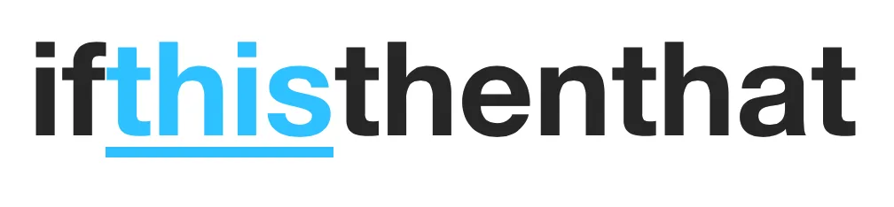 Logo di IFTTT con testo nero e blu su sfondo bianco