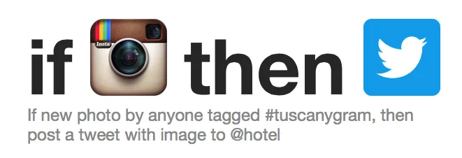 Screenshot di IFTTT che mostra un esempio di automazione tra Instagram e Twitter