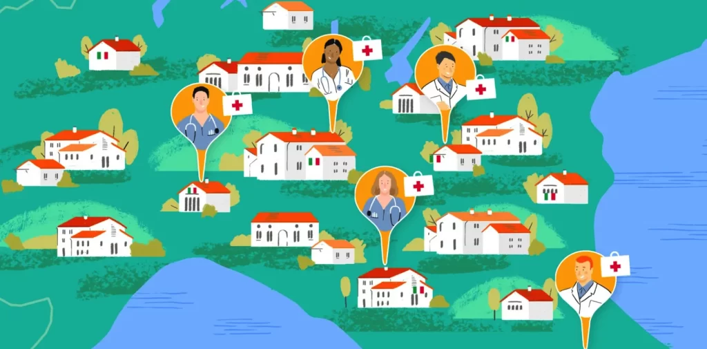 Grafica di Airbnb che mostra la distribuzione di alloggi disponibili per operatori sanitari durante la pandemia COVID-19