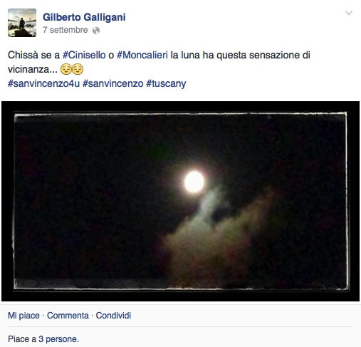 Foto della luna vista dalla spiaggia dell'Hotel Villa Tramonto a San Vincenzo.