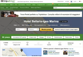 Pagina di TripAdvisor per Hotel Bellaria-Igea Marina con opzioni di filtro. ​