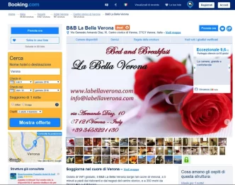 Pagina di un B&B su Booking.com con foto, descrizione e recensioni degli ospiti.