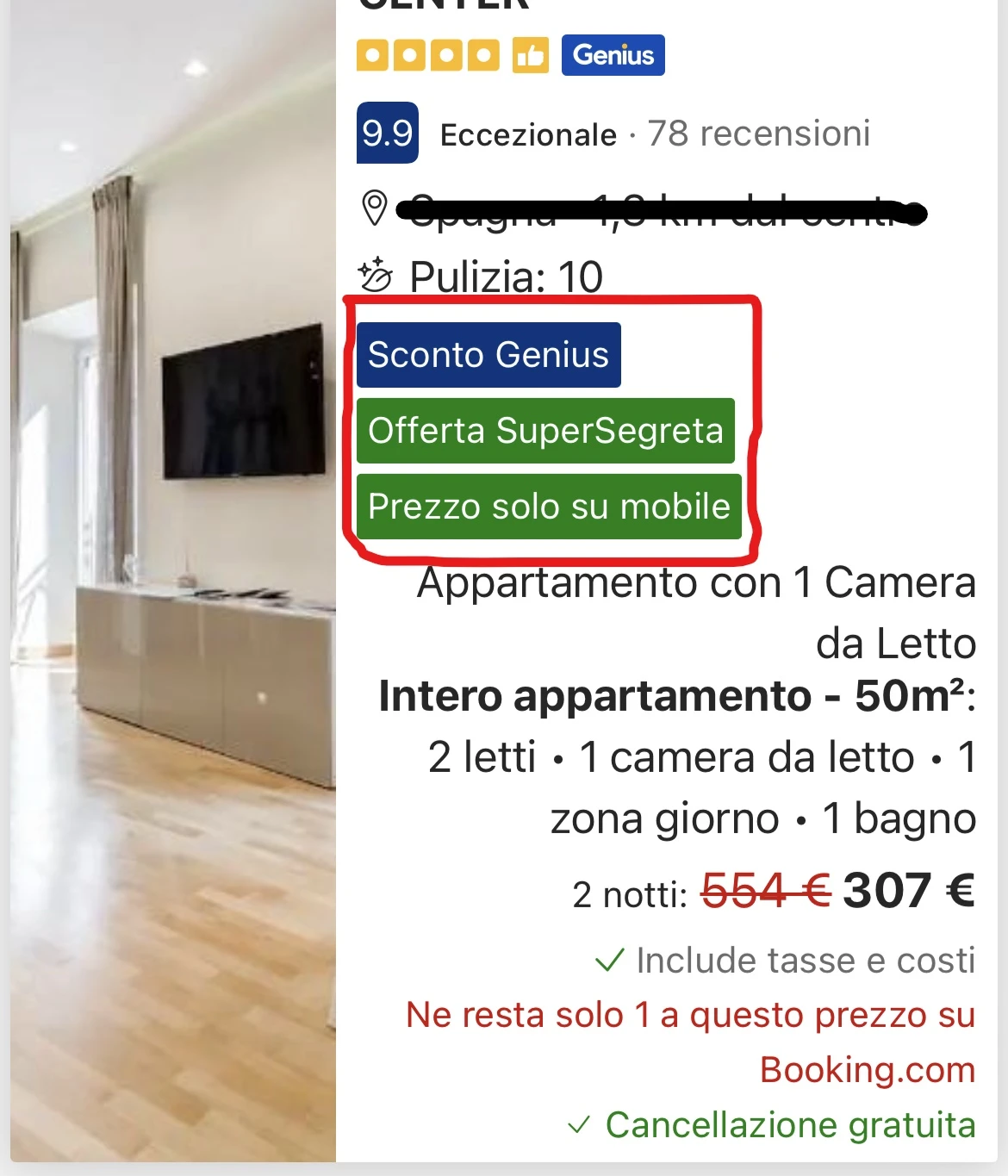 Offerta di appartamento con sconto Genius, Offerta SuperSegreta e prezzo solo su mobile su Booking.com.