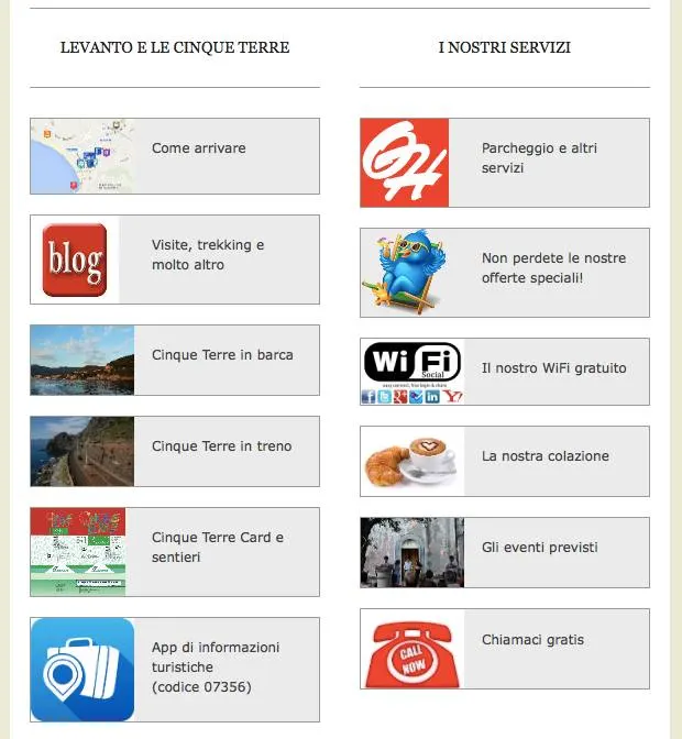 Servizi e informazioni turistiche per Levanto e le Cinque Terre
