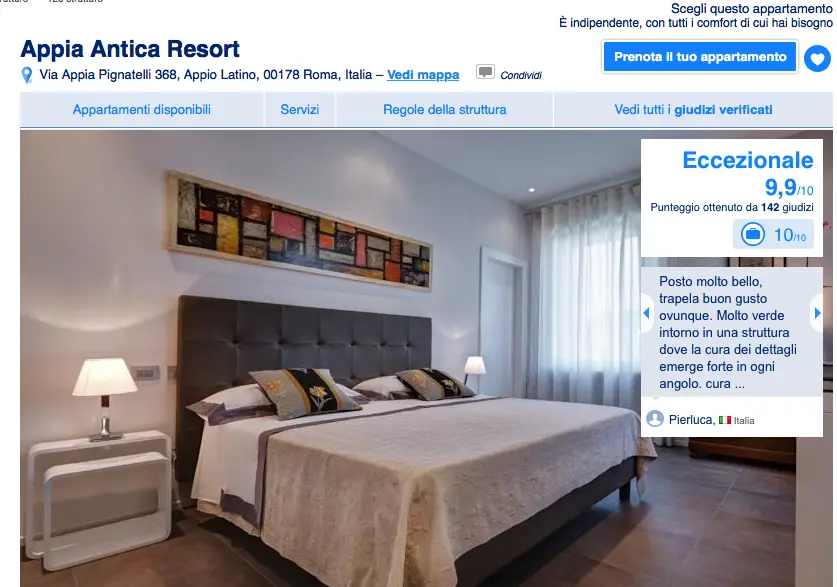 Camera dell'Appia Antica Resort a Roma, valutata eccezionale dagli ospiti per comfort e cura dei dettagli.