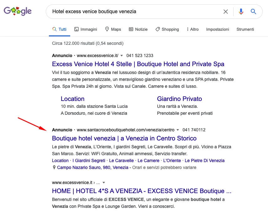 Risultati di ricerca per Excess Venice Hotel 4 Stelle con descrizioni delle offerte e dei servizi disponibili.
