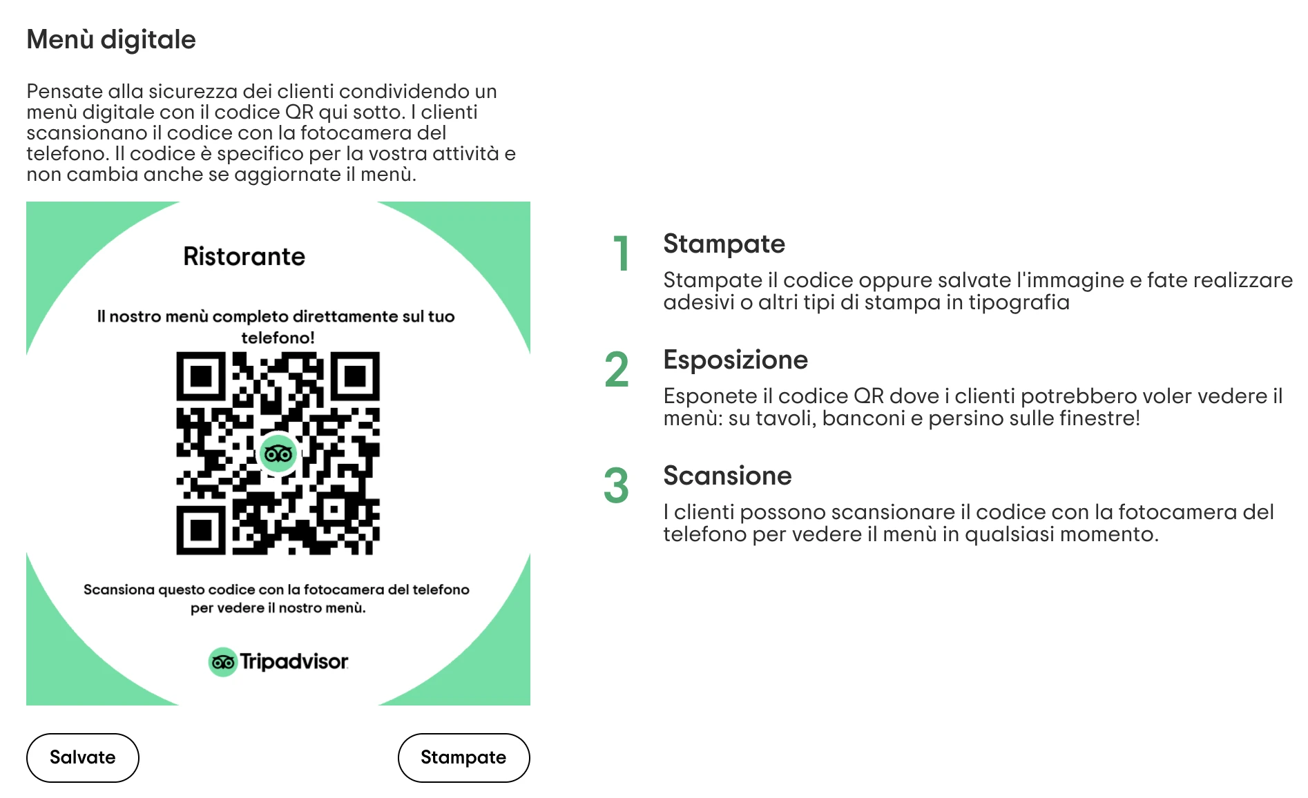 TripAdvisor Menu digitale: Condividi il menù del ristorante con un codice QR per la sicurezza dei clienti.